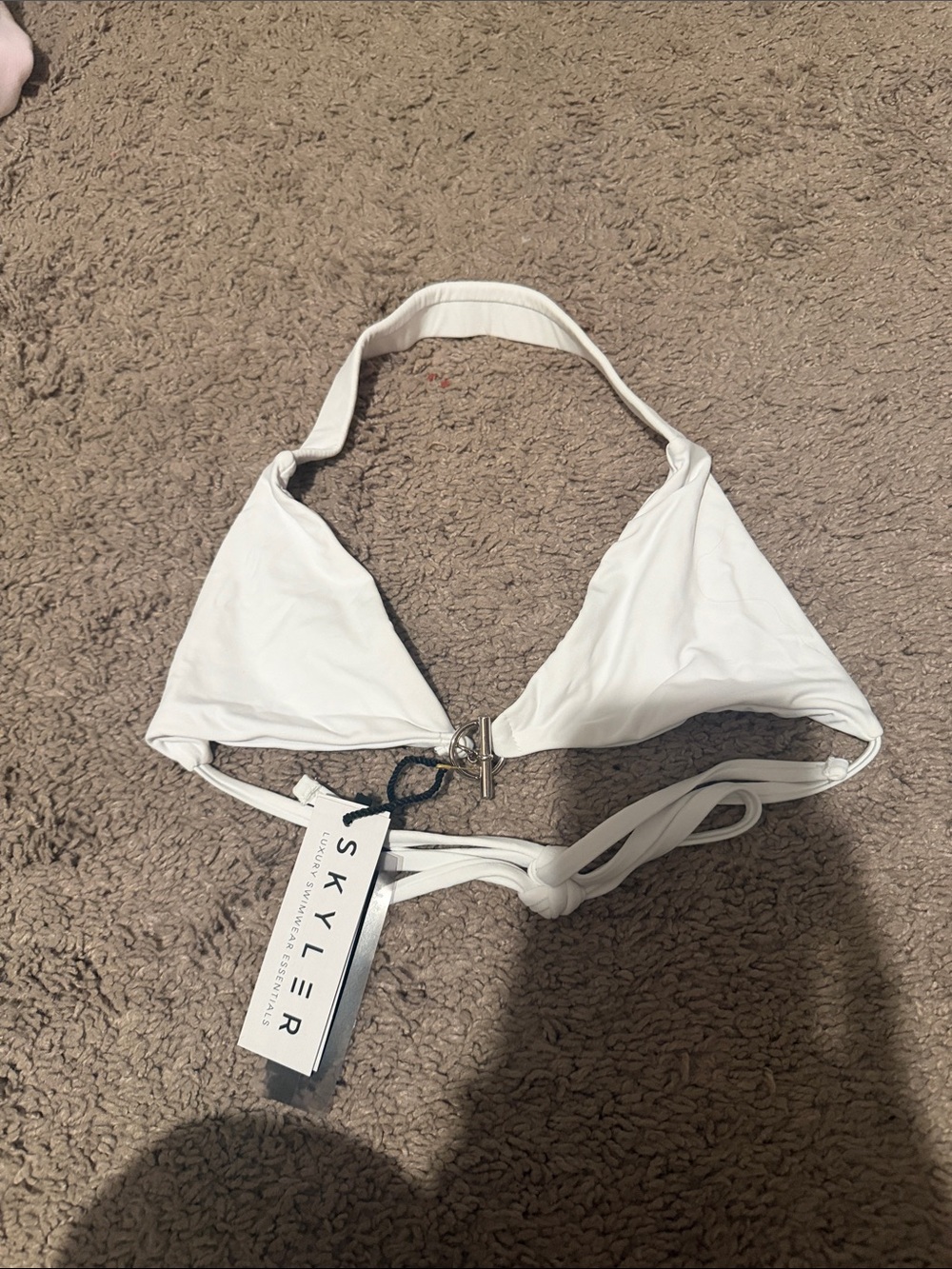 SKYLERSWIMWEAR White Triangle Halter Bikini Top